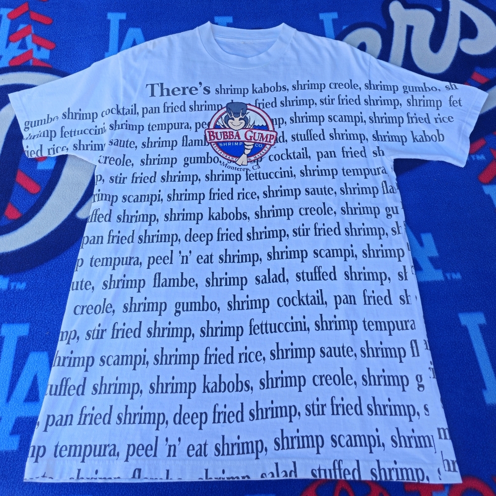 Vintage 1996 FORREST GUMP BUBBA GUMP SHRIMP CO Shirt AOP